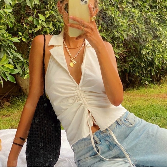 Rebel Flow White Halter Top - Picture 1 of 4